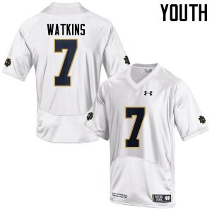 Notre Dame Fighting Irish Youth Nick Watkins #7 White Under Armour Authentic Stitched College NCAA Football Jersey MJV4499OT